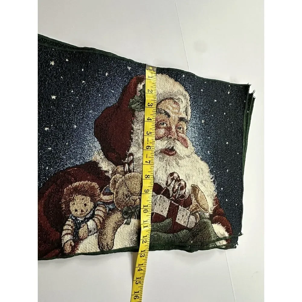 Vintage Tapestry Style‎ Christmas Placemats Set Of 4 Santa Claus Woven Gifts